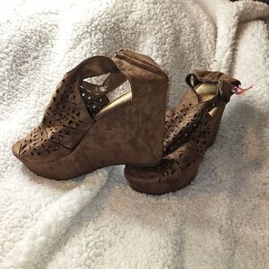 Brown suede brand wedge heels size 10